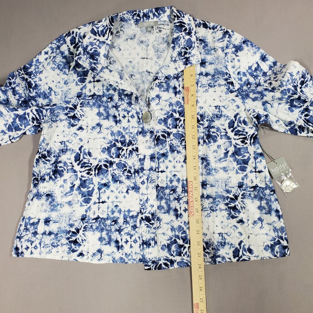NWT Habitat Clothes to Live In Easy Linen Batik Shirt Womans Size L Linen Blend - Picture 4 of 10